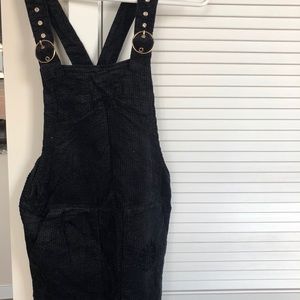 F21 Black Corduroy Overall Mini Dress